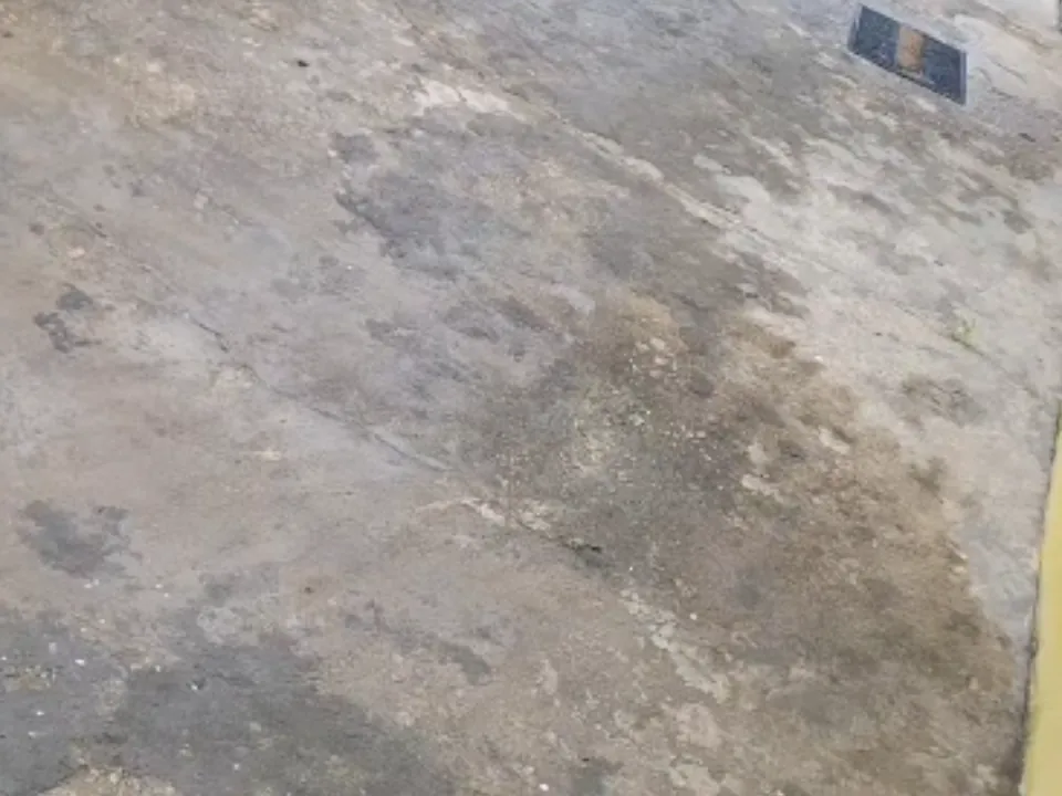 Driveway before pressure washing